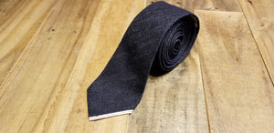 Rolled up selvedge denim tie from williams denim